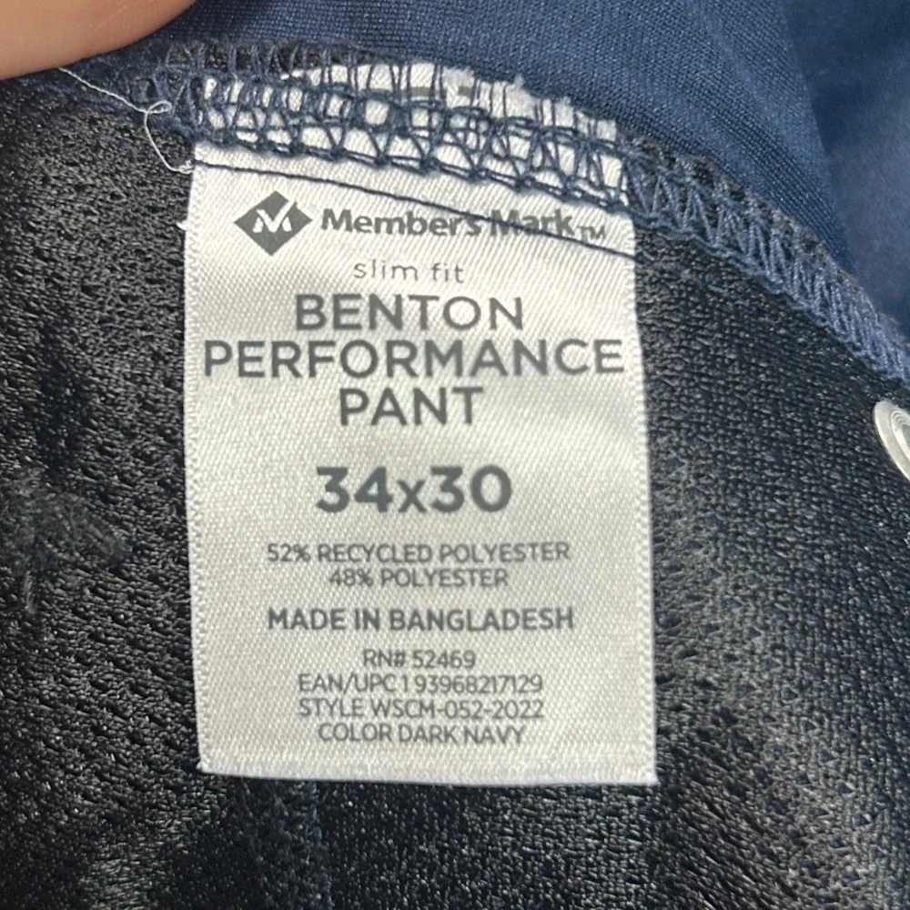 Casual Benton Performance Pants Men's 34x30 Slim Fit Dark Navy Stretch